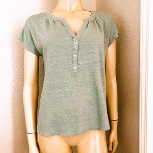 Joie Seafoam Green Short Sleeve Linen Casual Top Medium